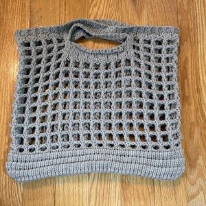 Handmade Crochet Mesh Tote - Light Gray